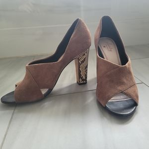 Tracy Reese suede snakeskin sandals sz 37.5